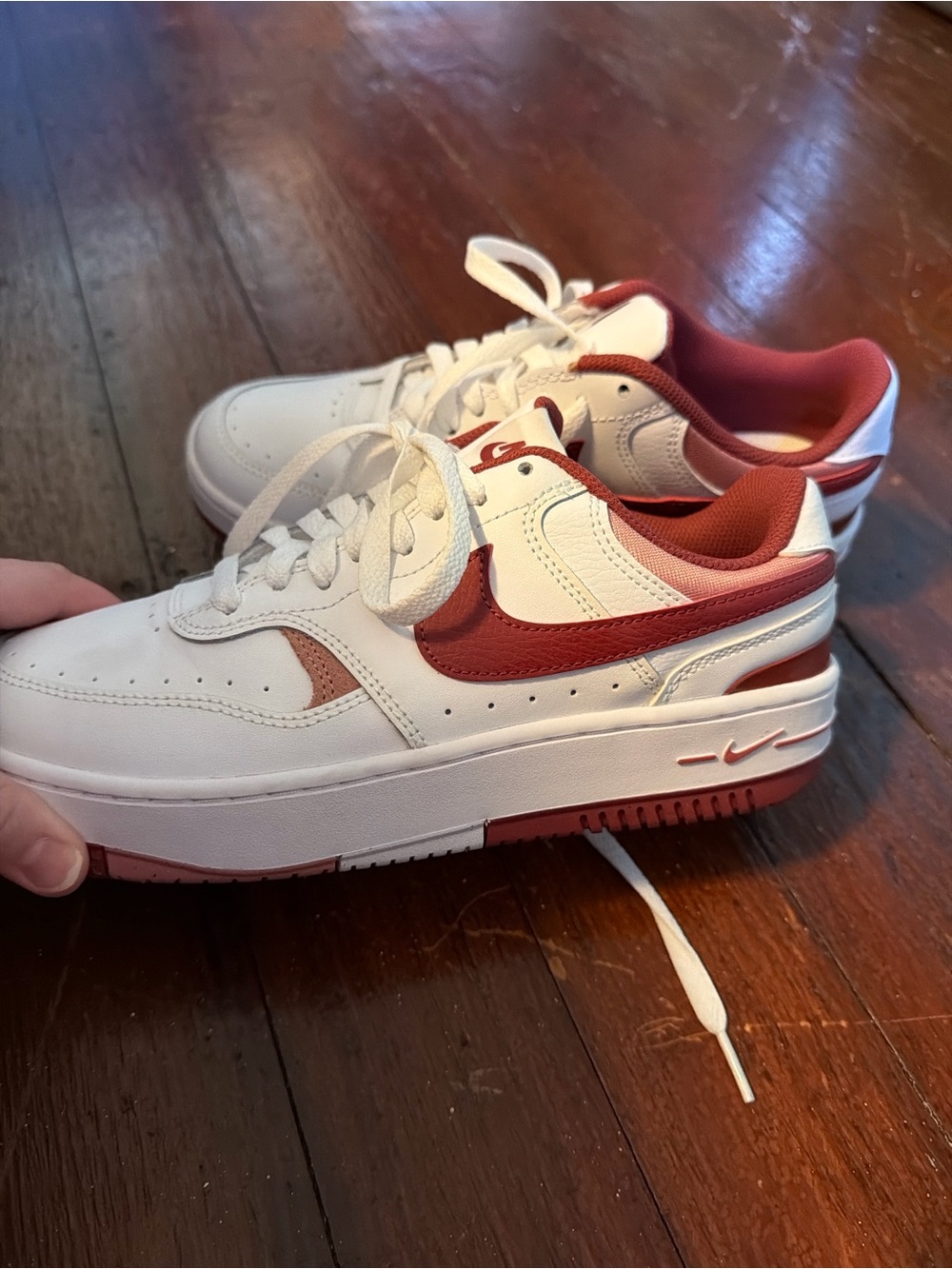 Nike Air Force 1 Shadow White & Red Sneakers